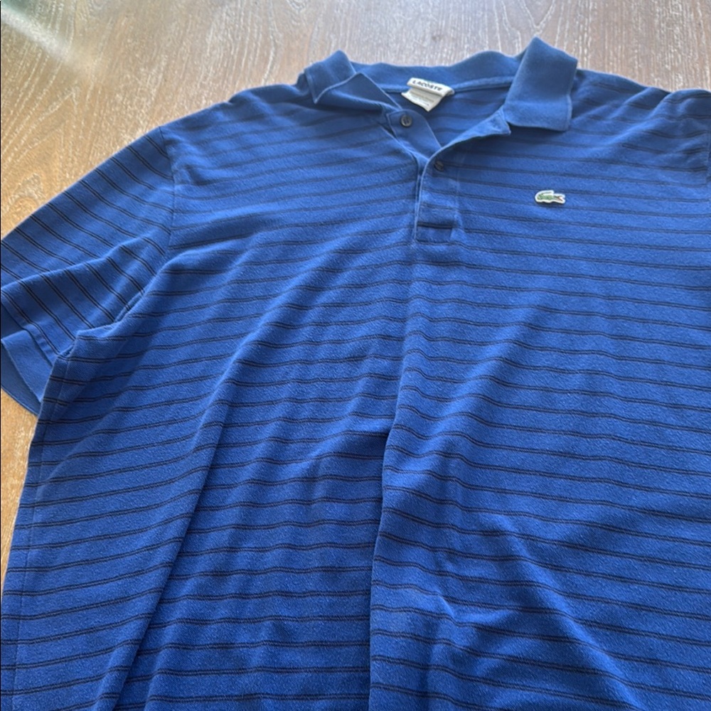 Lacoste Blue Polo Shirt with Subtle Stripes